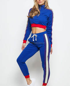 Vente en gros de survêtement deux pièces d'hiver en coton polaire à superpositions pull personnalisé à la mode pour femmes survêtements respirants - Product Image 1