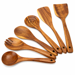 Latest Design Wood Wooden Cooking <b>Spoons</b> Set Eco Friendly Nonstick Kitchen Utensils with Hanging <b>Ring</b> Wholesale Price - Product Image 6