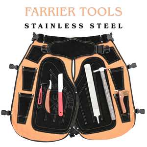 Kit d'outils de fermeur avec tablier de fermeur en cuir rembourré, râpe, couteau à sabots courbé, marteau, outil de ramassage et brosse métallique - Product Image 6