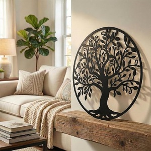 Rustic Metal <b>Flower</b> <b>Wall</b> Art Boho Style Handmade Decor For Home Bedroom Living Room White Frame Medium Size - Product Image 4