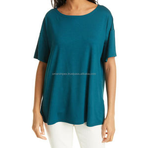 Ropa profesional Top camiseta ligera Lisa Unisex logotipo personalizado cuello redondo Camiseta en blanco para mujer personalizado al por mayor de alta calidad - Product Image 5