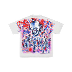 T-shirt blanc à manches courtes pour homme, col roulé, coupe classique, imprimé numérique personnalisé, 100 % coton, infroissable - Product Image 1