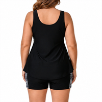Groothandel Fabrikant Dames 2-delige Tankini Zwemkleding Set Zwarte Top Met Print Zijbroekjes Stretch Strandkleding Tankini Dames