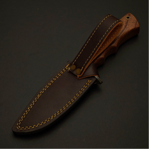Couteau de chasse en acier Damas forgé à la main sur mesure OEM, lame fixe, étui en cuir véritable, couteau de survie en plein air, vente en gros - Product Image 6