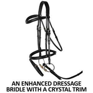 Bridon d'équitation anglais DYNAMICS GALLERY en cuir véritable fait main, style western, double couture, rênes confortables - Product Image 2
