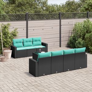 Set Divano da Esterno in Polyrattan Nero per 8 Persone con Cuscini, Design Moderno e Contemporaneo - Product Image 3