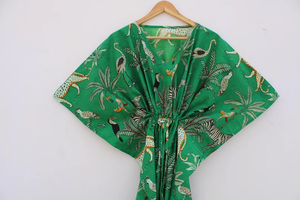 Vestido Kaftán Informal de Verano con Estampado Floral Tropical, sin Mangas, de Algodón, para Mujer, Ropa de Playa, Ropa de Estar por Casa, Textil Naaz - Product Image 4