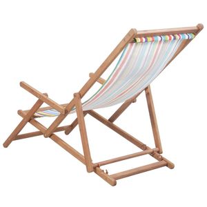 Chaise de plage multicolore en bois d'eucalyptus et tissu polyester pour votre prochain jour à la plage - Product Image 3