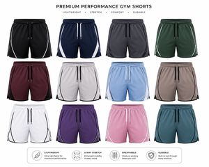 Shorts de sport décontractés pour hommes, écologiques, bleus, à séchage rapide, avec cordon de serrage à la taille, mi-longs, en polyester tricoté, pour la remise en forme et l'entraînement - Product Image 6