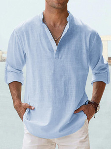 Vente <span class=keywords><strong>en</strong></span> gros de sweat-shirts <span class=keywords><strong>en</strong></span> <span class=keywords><strong>lin</strong></span> pour hommes, tailles S-5XL, manches longues, couleur unie, coupe ample, col montant, t-shirt confortable <span class=keywords><strong>en</strong></span> coton - Product Image 3