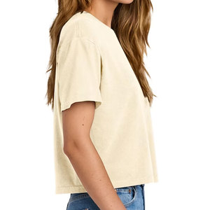Trendy Colors <b>Peach</b> Cropped Mockup Casual Boxy Fit Crop <b>Top</b> T-Shirt Display Print Crop <b>Top</b> T-Shirt - Product Image 5