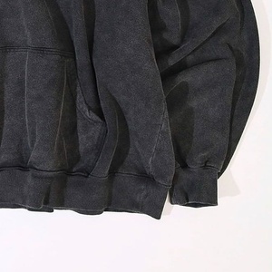 Pull à épaules tombantes style vintage pour hommes à logo personnalisé surdimensionné 100% coton noir à capuche délavé à l'acide - Product Image 6