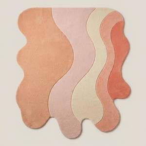 Tapis moderne abstrait à poils longs, forme ondulée, tissé à la main, doux et moelleux, antidérapant, pour salon, chambre à coucher, chambre d'enfant, décoration - Product Image 3