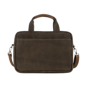 Bolsa de Negocios de Lona Encerada con Logotipo Personalizado, Bolsa de Mensajero para Portátil con Correa de Hombro de Cuero Unisex, Proveedor Mayorista de Fábrica OEM ODM - Product Image 2