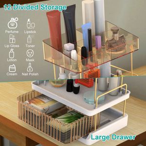Organisateur de maquillage à 3 niveaux grande capacité pour coiffeuse, étagère de rangement pour soins de la peau, tiroir de comptoir de salle de bain avec rangement pour rouges à lèvres et lotions - Product Image 3