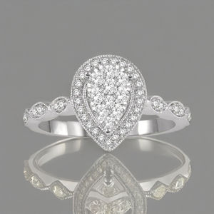 Diamante de Laboratorio de Lujo con Diseño de Gota de Oro Sólido de 10K, Impresionante Doble Halo, para Compromiso, Aniversario o Propuesta - Product Image 3