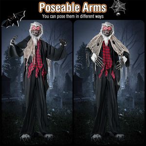 Decorazione di Halloween: Lupo mannaro animatronico di 2,5 m con ululati, occhi lampeggianti rossi e braccia posizionabili - Product Image 5