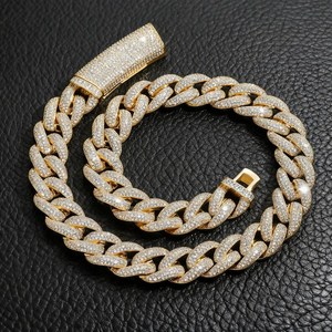 Collier chaîne cubaine Moissanite taille ronde entièrement pavée, bijoux Hip Hop tendance en argent 925, idéal pour rappeurs et soirées entre amis - Product Image 3