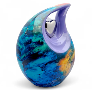 Urnas de Cremación para Adultos con Forma de Lágrima y Corazón, Acabado Colorido Antiguo, para Cenizas Funerarias, Metal, Latón/Aluminio - Product Image 3