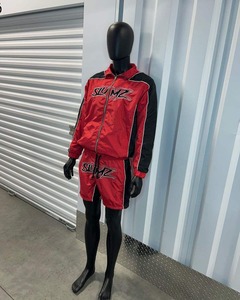 Conjunto de Dos Piezas para Hombre, Chaqueta con Capucha y Pantalones Cortos Personalizados, Traje Deportivo Reflectante con Cierre, Conjunto de Chaqueta Corta y Pantalones Cortos de Nailon - Product Image 4