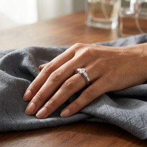 Bague de fiançailles pour femme en platine PT950 avec diamants ovales de laboratoire certifiés IGI, style classique - Product Image 5