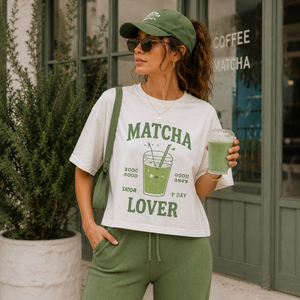 Camiseta de Mujer con Hombros Caídos, Cuello Redondo, Corte Regular, Estampada y Bordada, de Algodón Peinado, Ligera, Transpirable, para Todas las Temporadas - Product Image 1