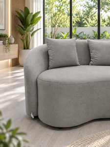 Canapé Courbé Cello Gris par Emerald Sofa, Canapé Rond Moderne et Contemporain pour Salon, Studio, Fabrication Personnalisée de Tissus - Product Image 5