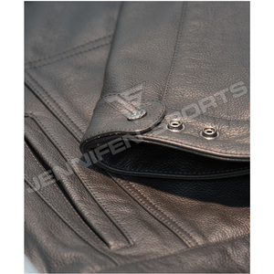 Chaleco de Cuero Personalizado al por Mayor, Chaleco de Cuero Vacuno para Motocicleta, Chaleco de Cuero Sostenible con Bolsillos Delanteros en el Pecho - Product Image 5