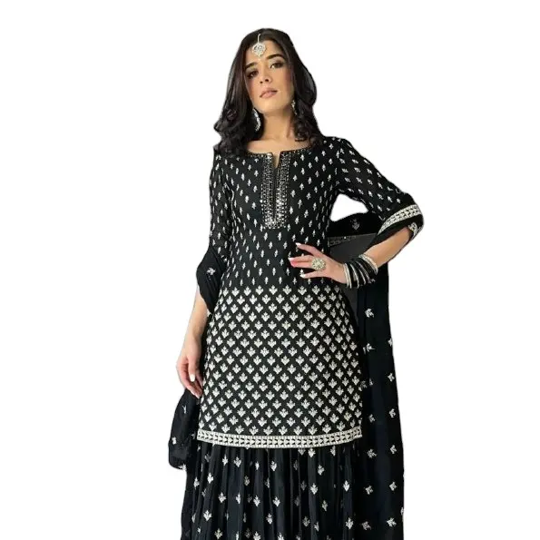 2023 Fashioned Ethic Party wear e Wedding Wear indiano pakistano Fancy Kurti con Sharara Set collection