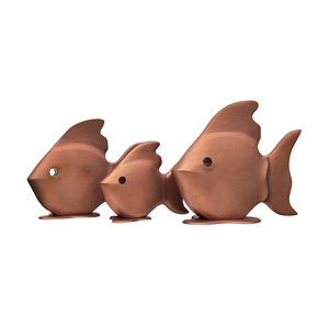 Ensemble de figurines de poissons en aluminium faites à la main, sculpture d'animaux rustiques sculptés, décoration pour la maison et le jardin - Product Image 2