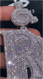 Collier personnalisé Hip Hop en argent 925 avec pendentif lettre Double R serti de diamants VVS Moissanite, style Iced Out - Product Image 2