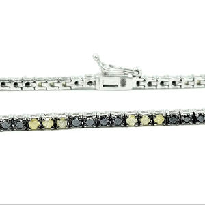 Bracelet de tennis de luxe en diamants noirs, plaqué or jaune et noir, argent sterling, pour femmes, mariages, fêtes, cadeaux - Product Image 1