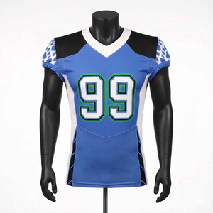 Maillot de football américain personnalisé respirant à col en V pour adultes, sublimation intégrale, nom et numéro d'équipe, 100 % polyester - Product Image 1
