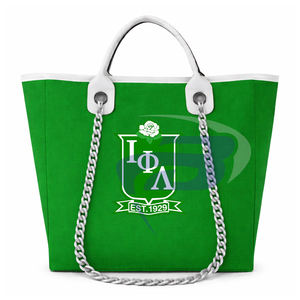 Bolsa de Lona Resistente Verde y Blanca con Correa de Cadena de la Hermandad Iota Phi Lambda, Gran Capacidad, Alta Calidad, Estilo IPL - Product Image 1