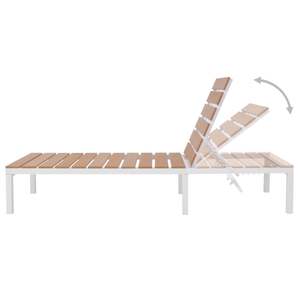 Chaise longue en aluminium blanc et marron avec structure WPC, élégante chaise longue d'extérieur pour la relaxation - Product Image 3
