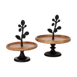 Support à gâteau en bois à double étage, design moderne, pour la décoration, présentoir à pâtisserie pour comptoir de cuisine - Product Image 4