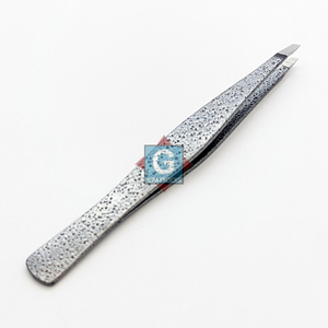 Pinzas de acero inoxidable con punta inclinada de diseño de piedra, estilo moderno y duradero, pinzas para cejas con punta inclinada - Product Image 2