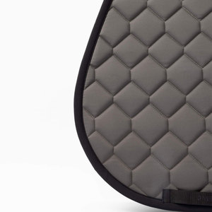 Quilted Horse Saddle Pad Grey with Black <b>Trim</b> and Logo Patch for Dressage Riding Horse Saddle Pad - Product Image 4