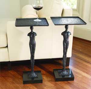 Mesa de centro contemporánea de metal con base de figura femenina, mesa decorativa para sala de estar. - Product Image 6