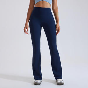 Women's High Waisted <b>Flared</b> Yoga <b>Leggings</b> Solid Color Stretch Full Length Fitness Workout Pants - Product Image 2