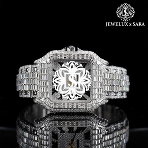 Reloj de Diamantes Moissanite con Incrustaciones Completas, Estilo Hip Hop de Lujo, Dos Tonos Oro Rosa, para Uso Diario, Disponible al Mejor Precio desde India - Product Image 1