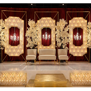 Mesmerizing Candle <b>Frame</b> For Australian Wedding Stage Lavish Reception Stage Backdrop Candle Wall Luxury Golden Candle <b>Arch</b> USA - Product Image 1