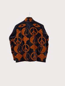 Vintage <b>Women's</b> <b>Velvet</b> Suzani Embroidered <b>Jacket</b> With Peace And Ying Yang Pattern Full Sleeve Stand Collar Boho Soft Winter Coat - Product Image 3