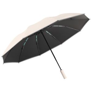 Ombrello Completamente Automatico, Ampliato e Rinforzato, Doppio Uso per Sole e Pioggia, Pieghevole, per Uomini e Donne, in Tessuto Pongee - Product Image 1
