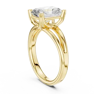 Bague solitaire en diamant de laboratoire taille radiant 2 carats, sertie à griffes, avec tige fendue, en or sur mesure, pour fiançailles et tenues de mariée modernes - Product Image 4