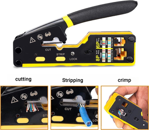 8 em 1 Straight Through Crimp <span class=keywords><strong>Tool</strong></span> <span class=keywords><strong>Kit</strong></span> 8P 6P Tester Fio Lâmina De Corte Cat6 Conector Protetor RJ45 Crimp <span class=keywords><strong>Tool</strong></span> - Product Image 3