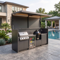 Structure de cuisine extérieure tout temps avec barbecue, abri anti-moisissure en acier inoxydable, multifonctionnelle pour villa
