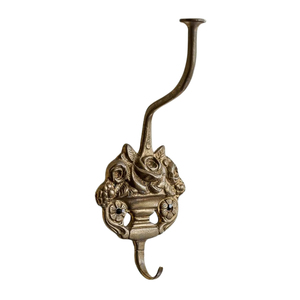 Antique Metal Floral Flower Basket <b>Wall</b> Hook <b>Decorative</b> Vintage Carved Metal Rose Single Coat Clothes <b>Hanger</b> Hook for Hotel Home - Product Image 1