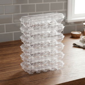 Stackable Clear Plastic <b>Egg</b> Container with Lid for Fridge Freshness Preservation Minimalist Design Rectangle Shape PP Material - Product Image 1