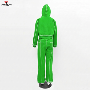 Conjunto Deportivo de Invierno para Mujer, 100% Algodón, Estilo Urbano, Ajustado, de Alta Calidad, con Cintura Elástica y Diseño Sólido en Contraste de Color - Product Image 3